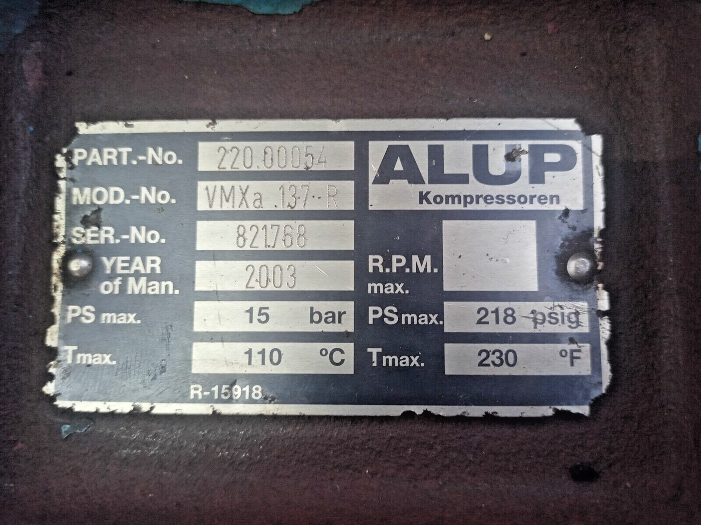 Alup VMXa 137 R (VMX 75RD) Rotary Screw Air Compressor 30-75 KW
