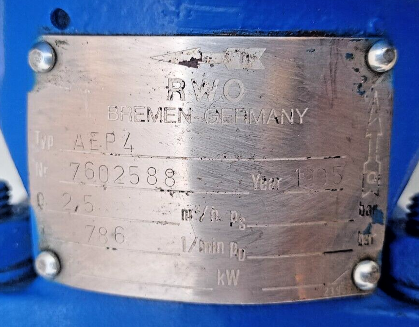 RWO Bremen Type: AEP 4 Single screw pump sludge pump complete