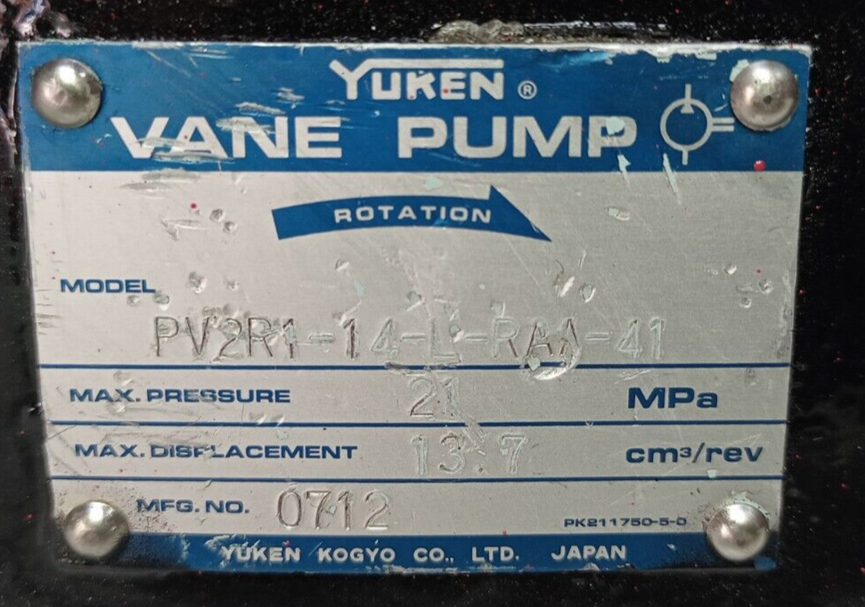 Yuken vane pump PV2R1-14-L-RAA-41 Hydraulic vane pump - Refurbished & Tested