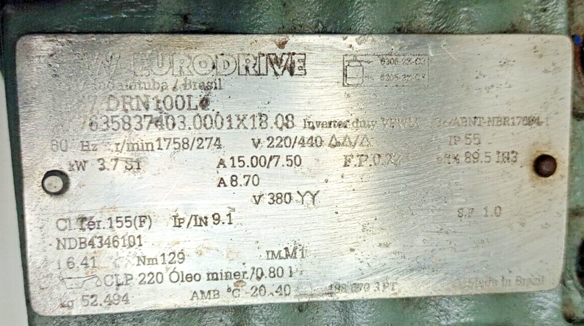 Sew-Eurodrive RF57 DRN100L4 gear unit gear motor