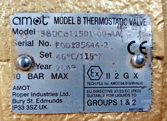 Amot Controls 3BOCB11501-00-AA Model B Thermostatic valve size: 3''(80mm) - NEW