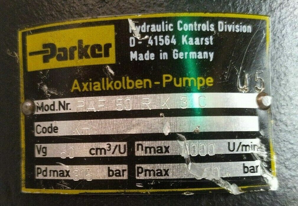 Parker Axial Piston pump PAF50RK3C, Vg:50 cm3/u, 2000 rpm, 350 bar max. - NEW