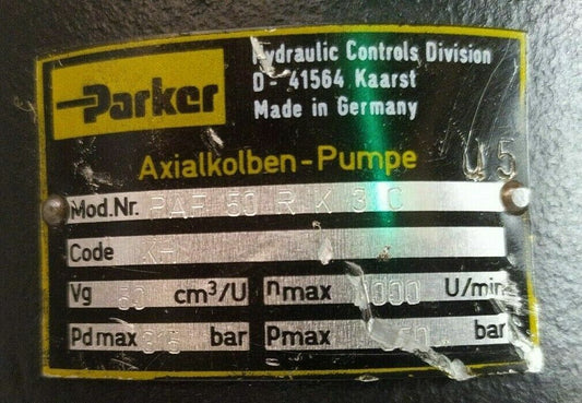 Parker Axial Piston pump PAF50RK3C, Vg:50 cm3/u, 2000 rpm, 350 bar max. - NEW
