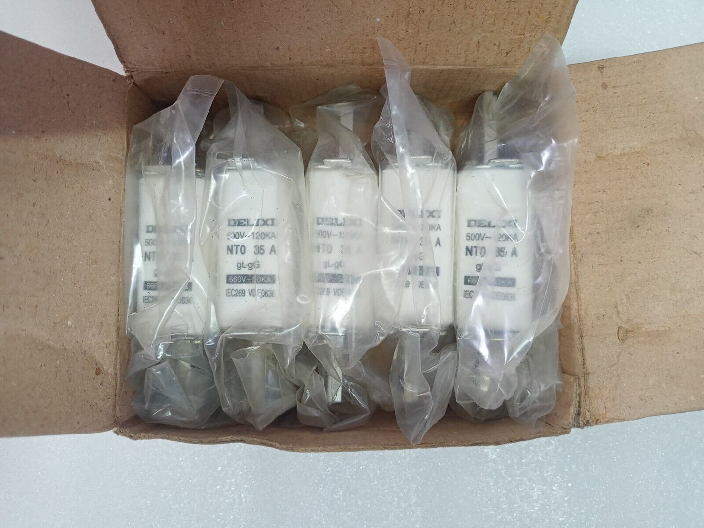 Delixi NT0 35A Fuse 500V, 120KA gL-gG 660V, 50KA - NEW (Lot of 5pcs)