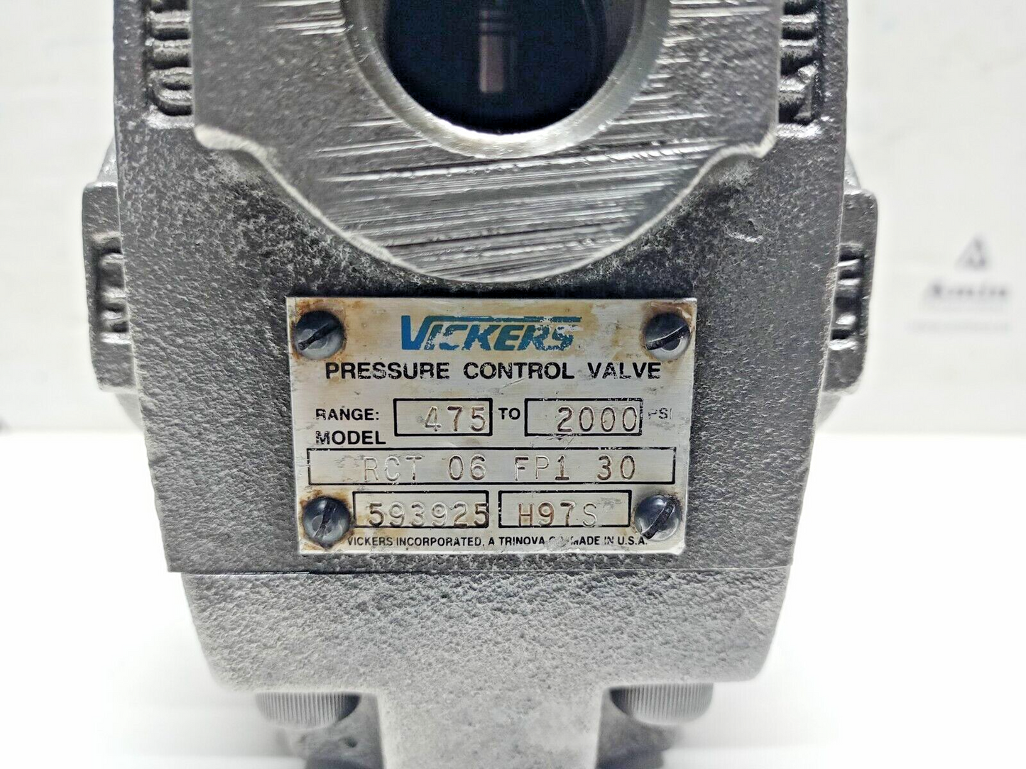 Vickers RCT 06 FP1 30 Hydraulic Pressure Relief valve Range: 475-2000 PSI