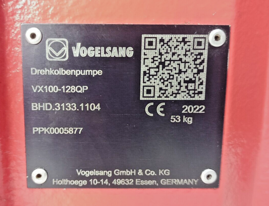 Vogelsang VX100-128QP Hiflo Positive Displacement Rotary Lobe Pump