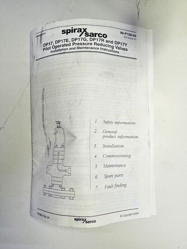 Spirax Sarco DP17TE Pilot operated Pressure/Temperature control valve DN15 PN25