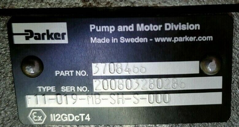 Parker F11-019-MB-SH-S-000 Hydraulic Motor Part No.: 3708466 - NEW