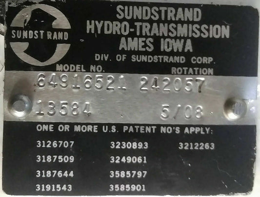 SUNDSTRAND HYDRO-TRANSMISSION 64916521 Hydraulic Piston pump Model code:24-2057