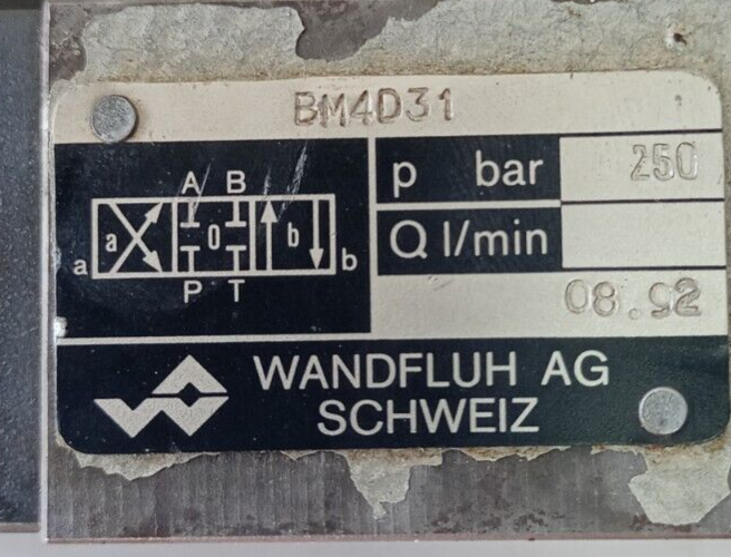 WANDFLUH BM4D31 Hydraulic Solenoid Operated Valve