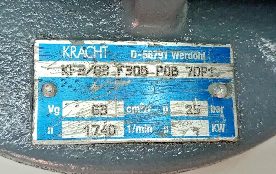 Kracht KF3/63 F30B P0B 7DP1 Hydraulic Transfer gear pump - Pressure Tested