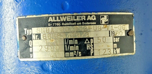 Allweiler SNBA 80 R42-U9-W1-GG Triple screw pump - Pressure Tested