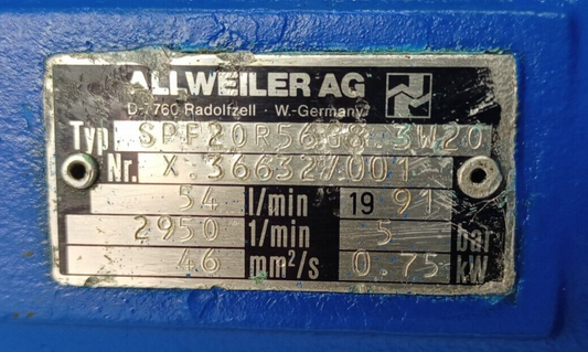 Allweiler SPF20 R56 G8.3-W20 Triple screw pump - TESTED PUMP