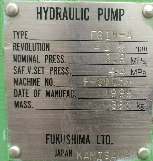 Fukushima FG18-A Hydraulic pump