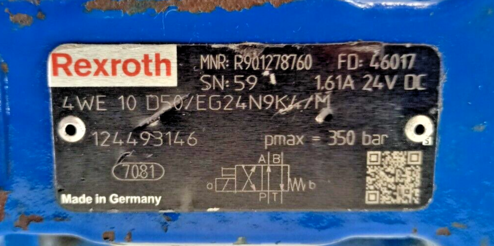 Rexroth 4WE 10 D50/EG24N9K4/M Directional spool valve 4WE10D50/EG24N9K4/M