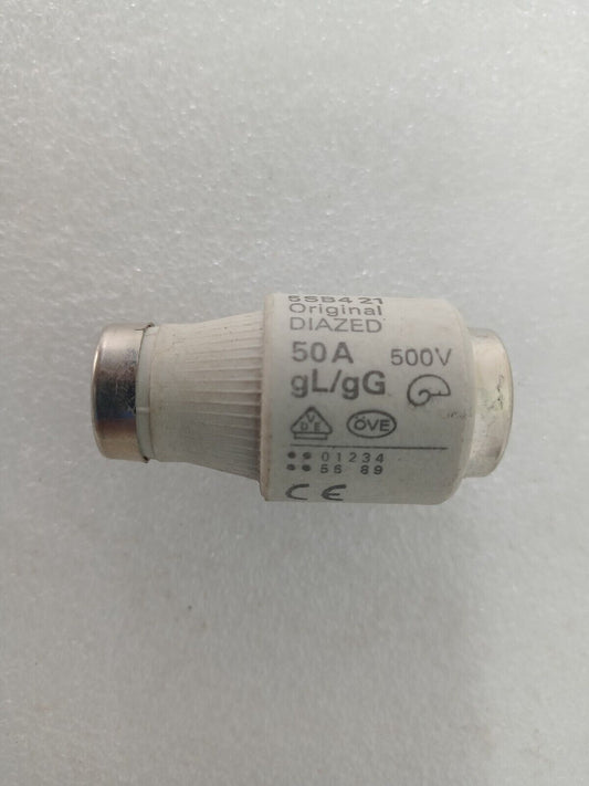 Siemens 5SB421 Original Diazed 50A Fuses 500V gL/gG - NEW (Lot of 6pcs)