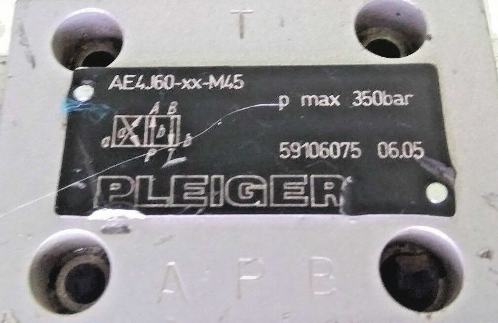WANDFLUH PLEIGER AE4J60-XX-M45 Hydraulic Solenoid Valve Pressure 350 bar Max.