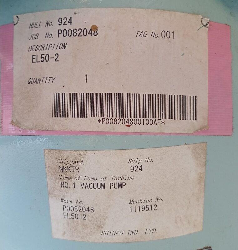 Shinko EL50-2 No.1 vacuum pump