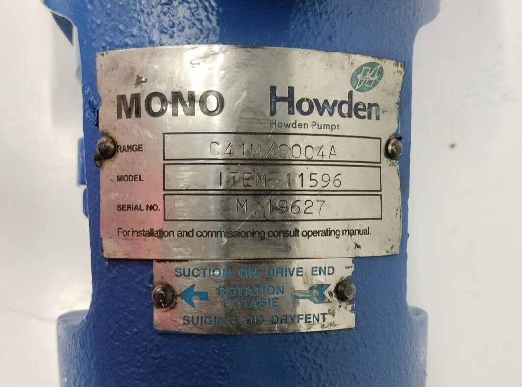 Mono Howden pump Model: ITEM 11596 Single screw progressive cavity pump