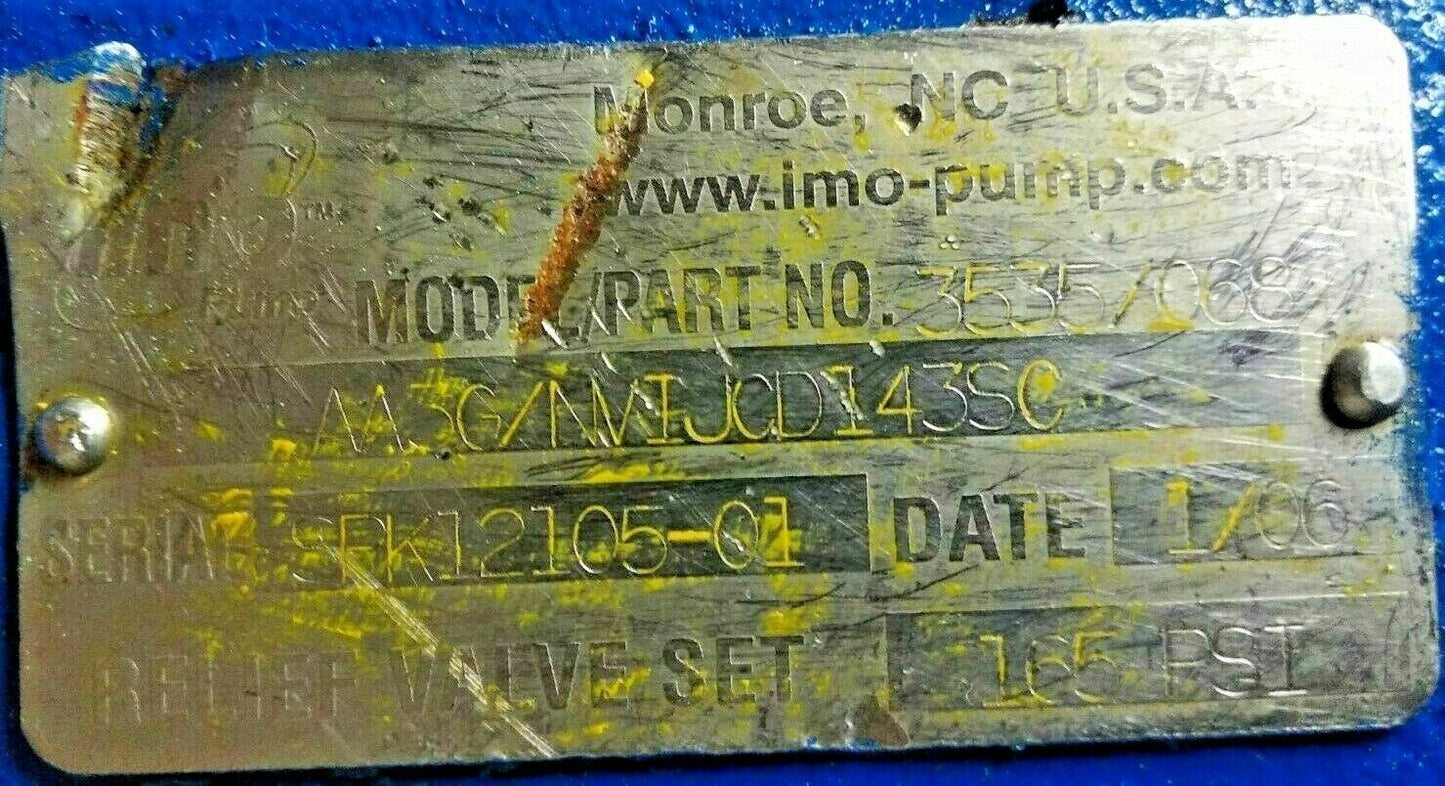 IMO Pump AA3G/NVIJCD143SC Triple screw pump Part no. 3535/068 - TESTED PUMP
