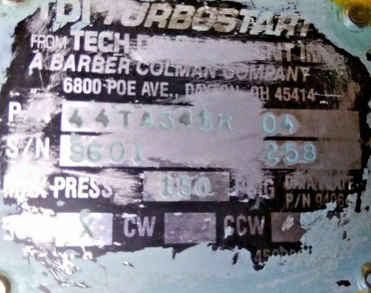 TDI TURBOSTART MODEL: 44TA305R TURBINE AIR STARTER