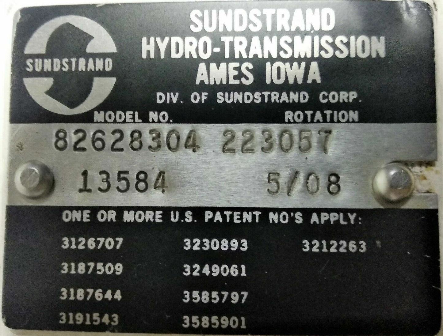 SUNDSTRAND HYDRO-TRANSMISSION Model Code: 223057 Hydraulic Motor