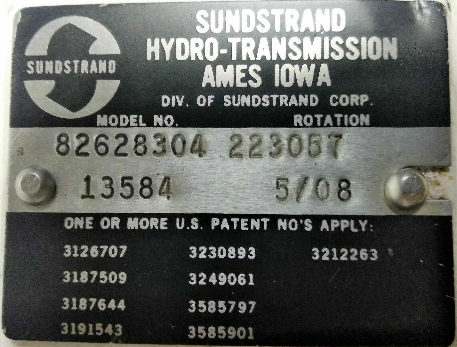 SUNDSTRAND HYDRO-TRANSMISSION Model Code: 223057 Hydraulic Motor