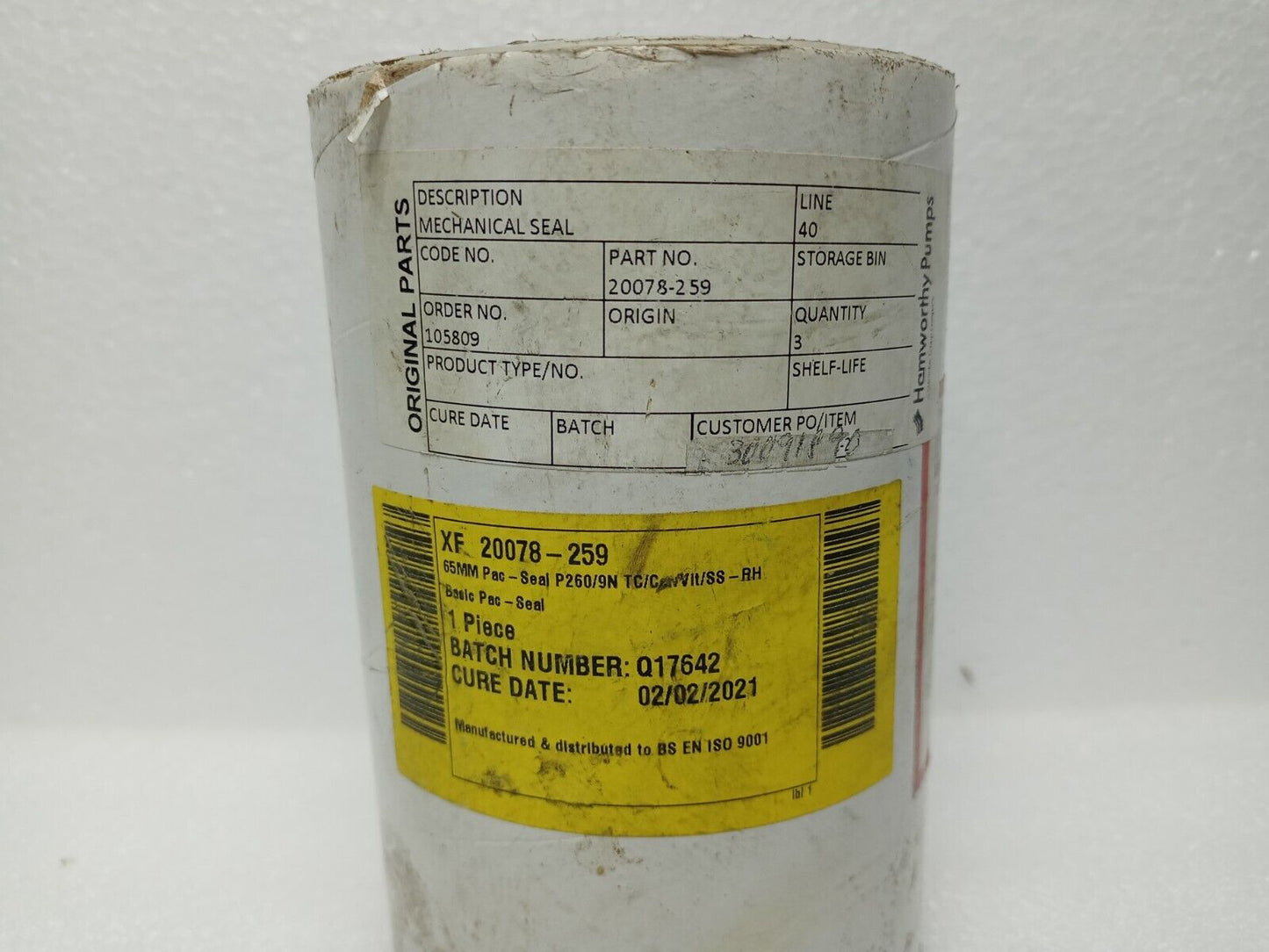 Hamworthy pump Mechanical seal P/N: 2078-259 Seal size: 65mm - NEW