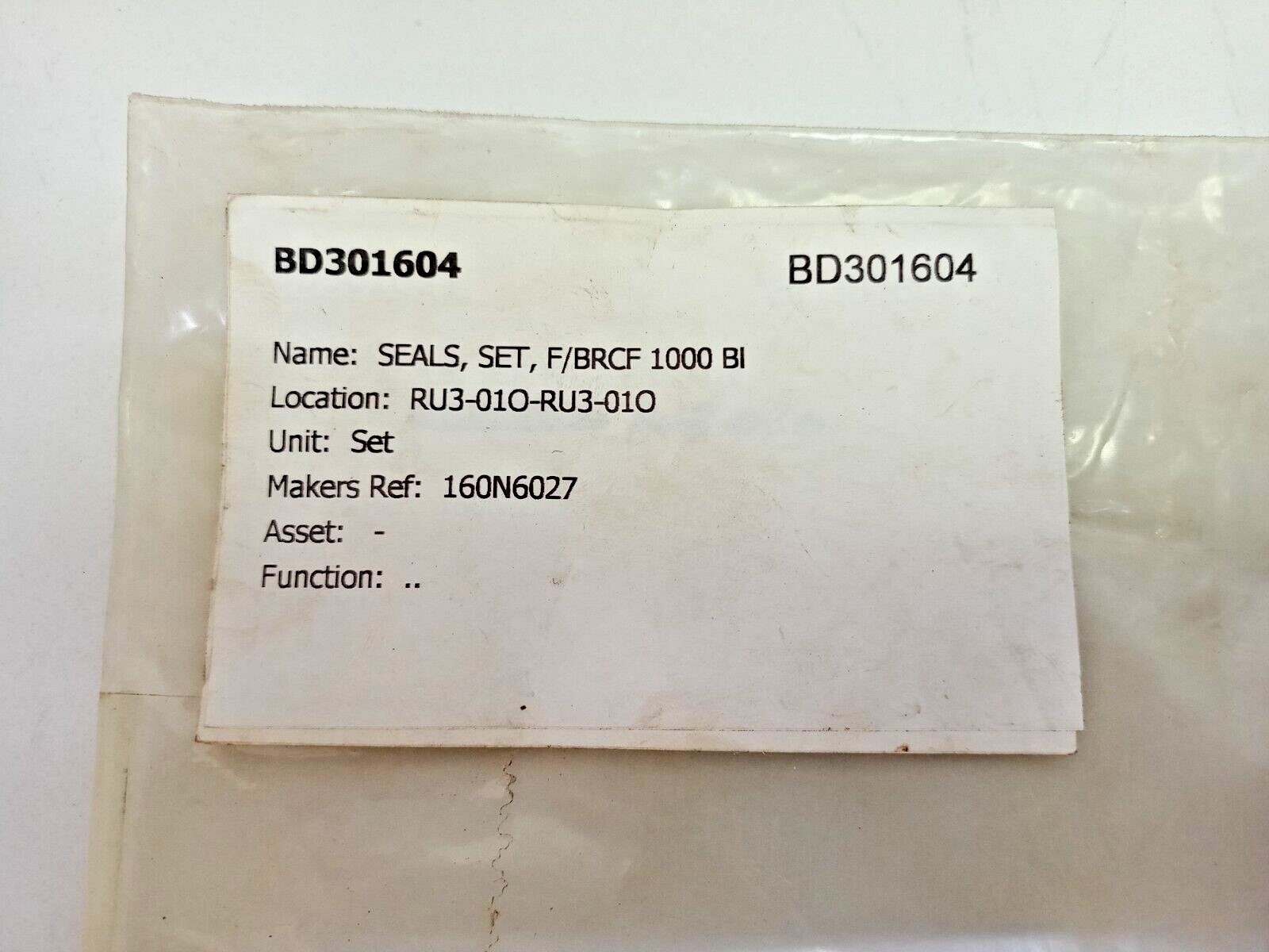 Damcos Seal kit for BRCF 1000 B1 P/N: 160N6027 Seal kit - NEW Free fast shipping