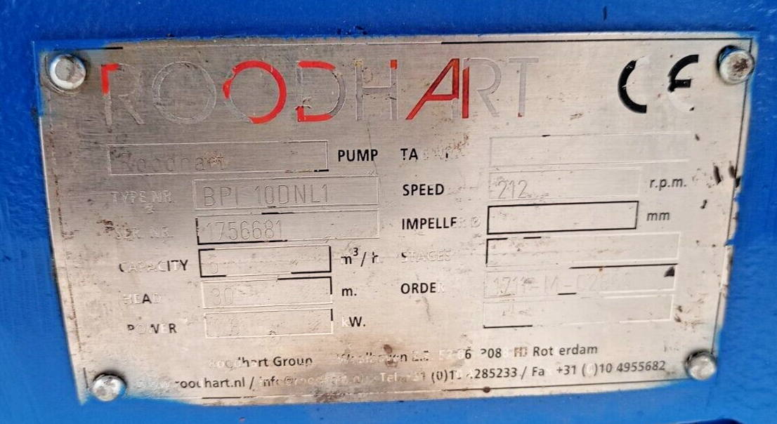 Roodhart pump BPI-10DNL1 Progressive cavity single screw pump