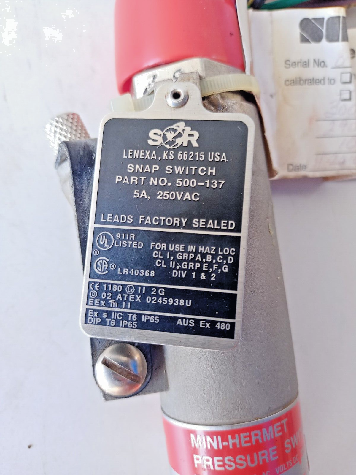 SOR 5BH-EG45-M4-C1A-TTC1 Snap Mini-Hermet pressure switch 45-550 PSI - NEW