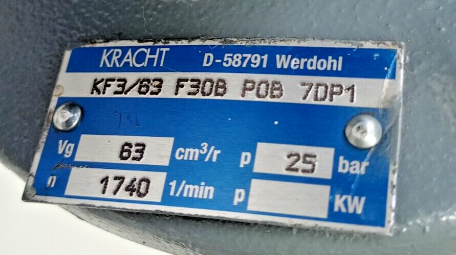 Kracht KF3/63 F30B P0B 7DP1 Hydraulic Transfer gear pump - Pressure Tested #2
