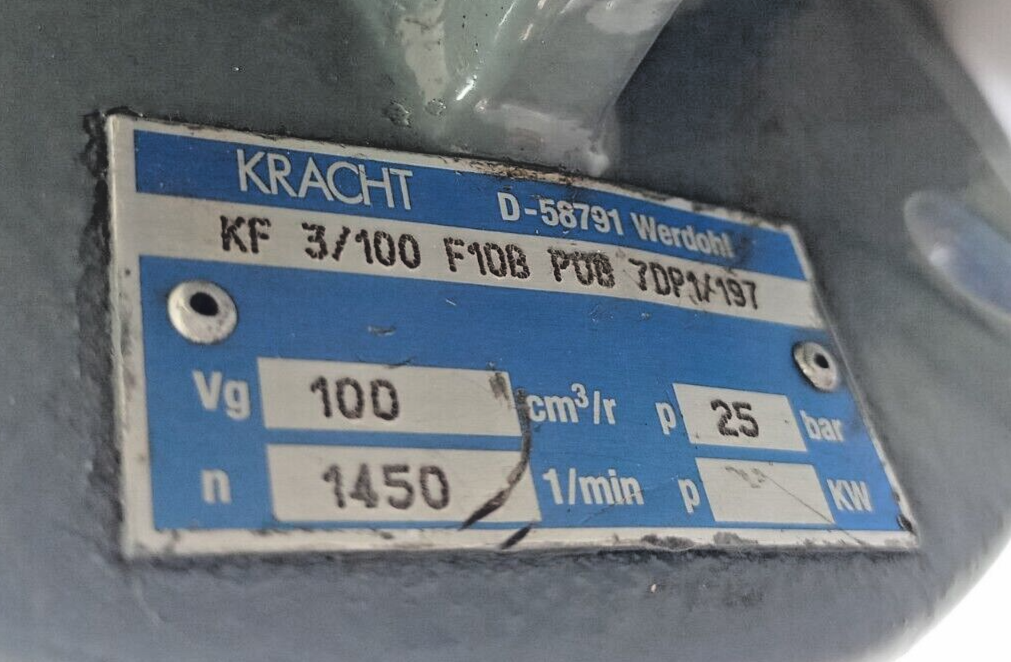 Kracht KF3/100 F10B P0B 7DP1/197 Hydraulic Transfer gear pump - Refurbished