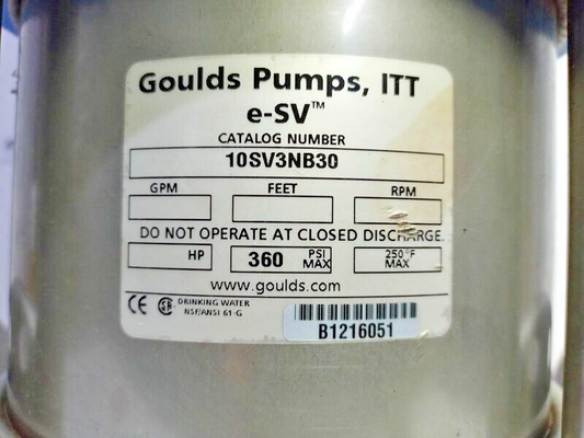Goulds pump 10SV3NB30 e-SV series Multi stage centrifugal pump