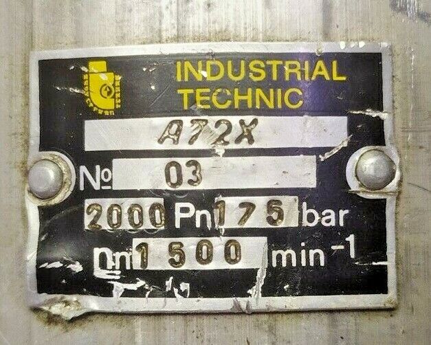 Industrial Technic A72X Hydraulic gear pump - TESTED PUMP