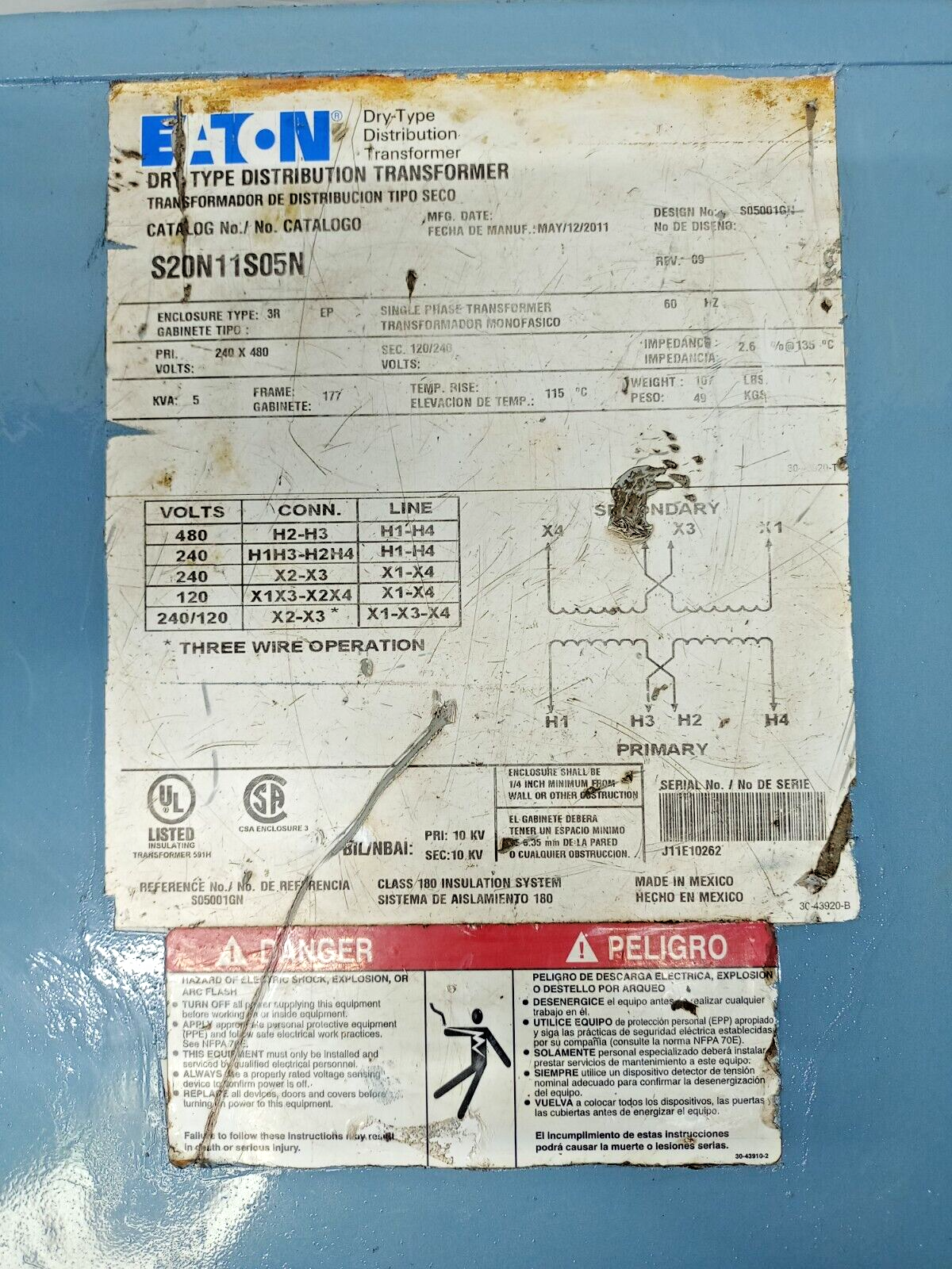 Eaton S20N11S05N Dry-type Distribution encapsulated Transformer