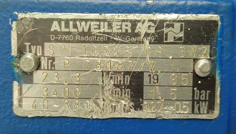 Allweiler SPF10R46G8.3-W20 Triple screw pump - NEW