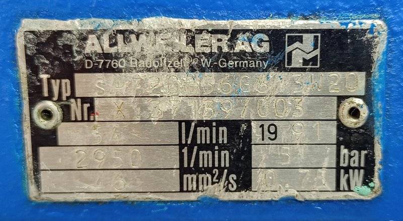 Allweiler SPF20 R56 G8.3-W20 Triple screw pump - TESTED PUMP