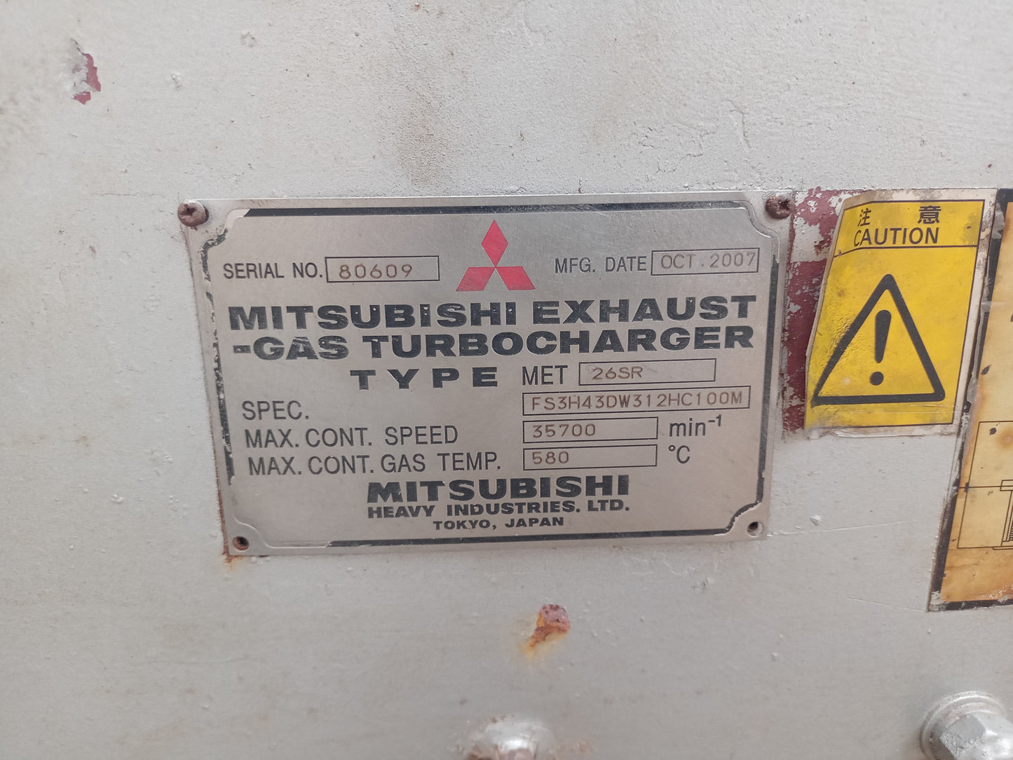 MET: 26SR MITSUBISHI EXHAUST-GAS TURBOCHARGER