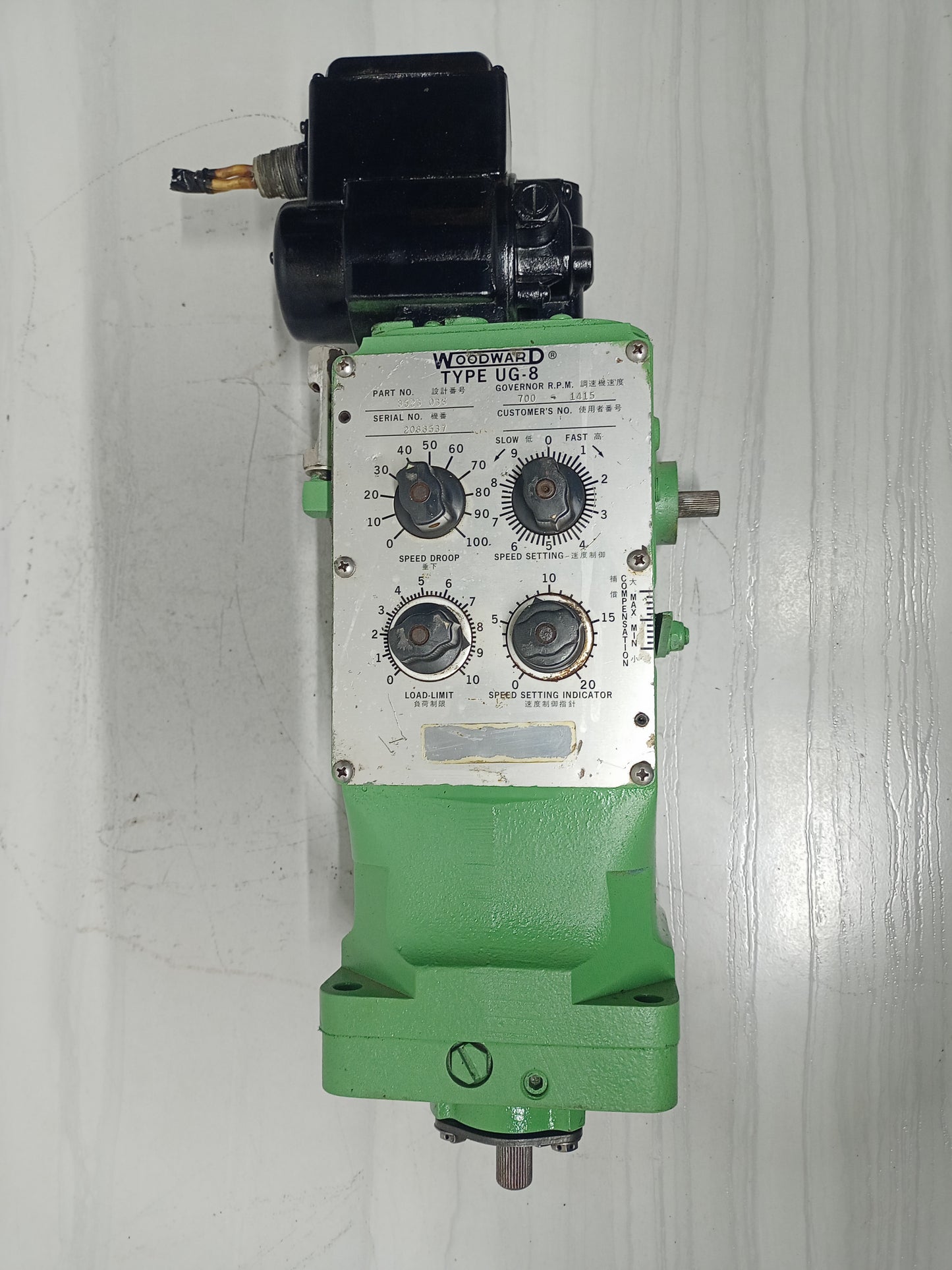 Woodward UG-8 Governor part No. : 8523-036 RPM: 700-1415 - TESTED