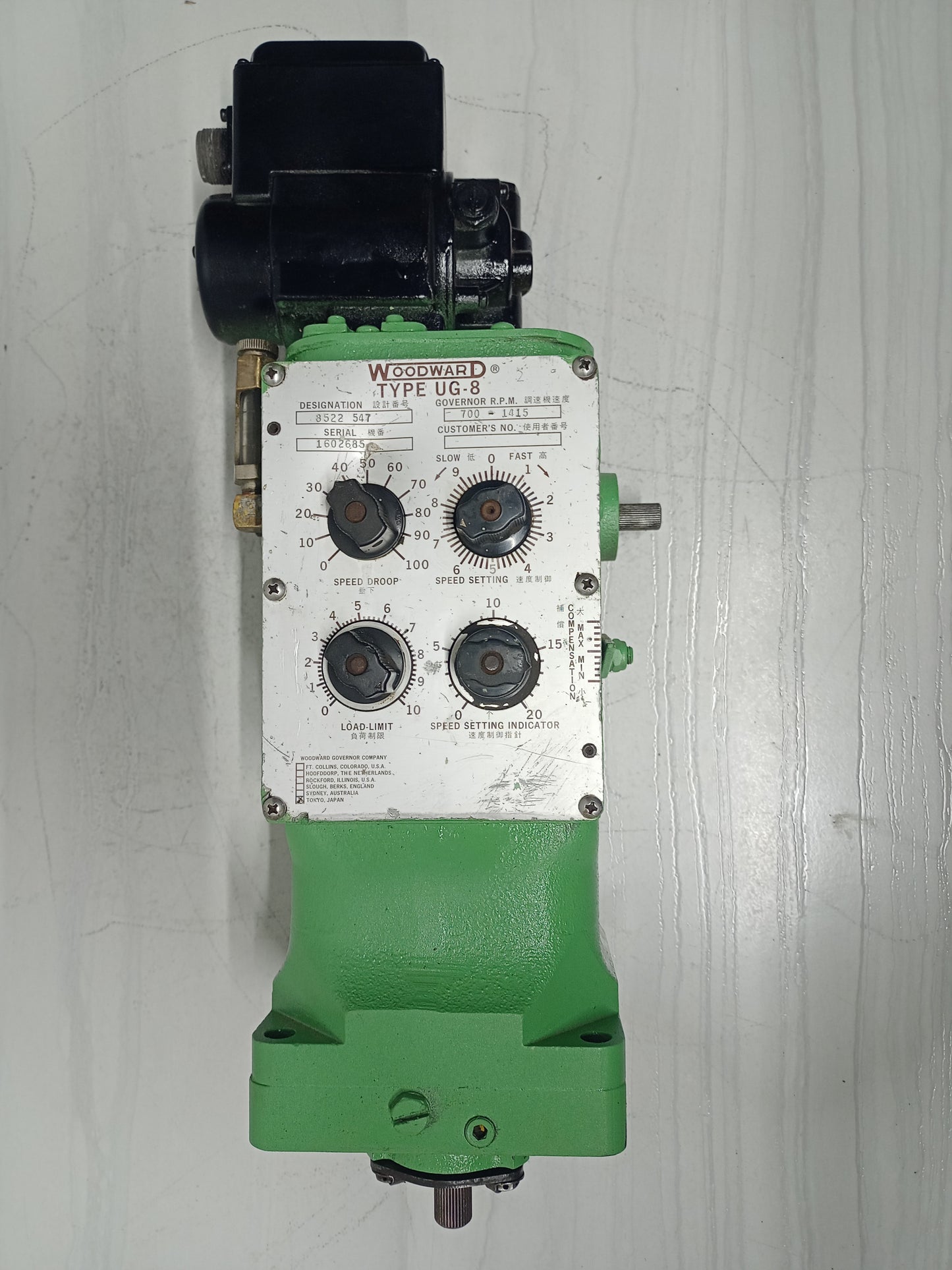 Woodward UG-8 Governor part No. : 8522-547 RPM: 700-1415 - TESTED
