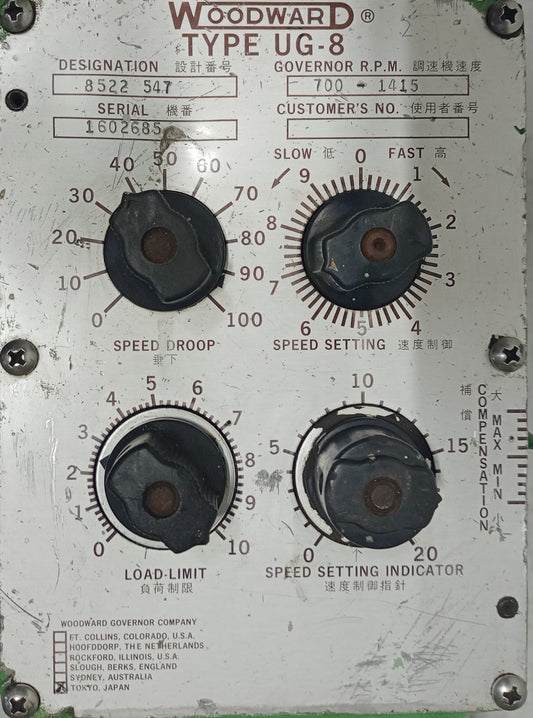 Woodward UG-8 Governor part No. : 8522-547 RPM: 700-1415 - TESTED