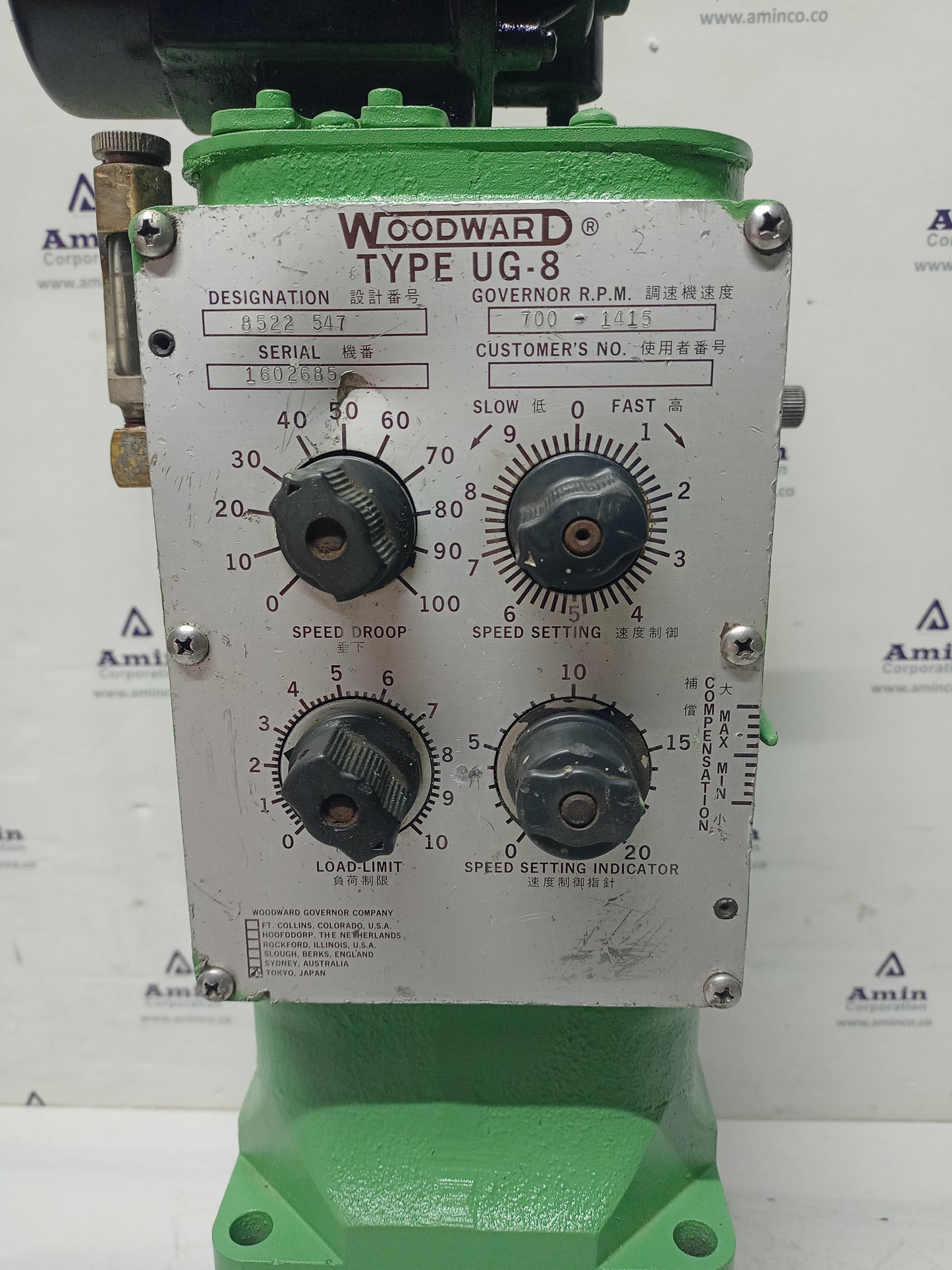 Woodward UG-8 Governor part No. : 8522-547 RPM: 700-1415 - TESTED