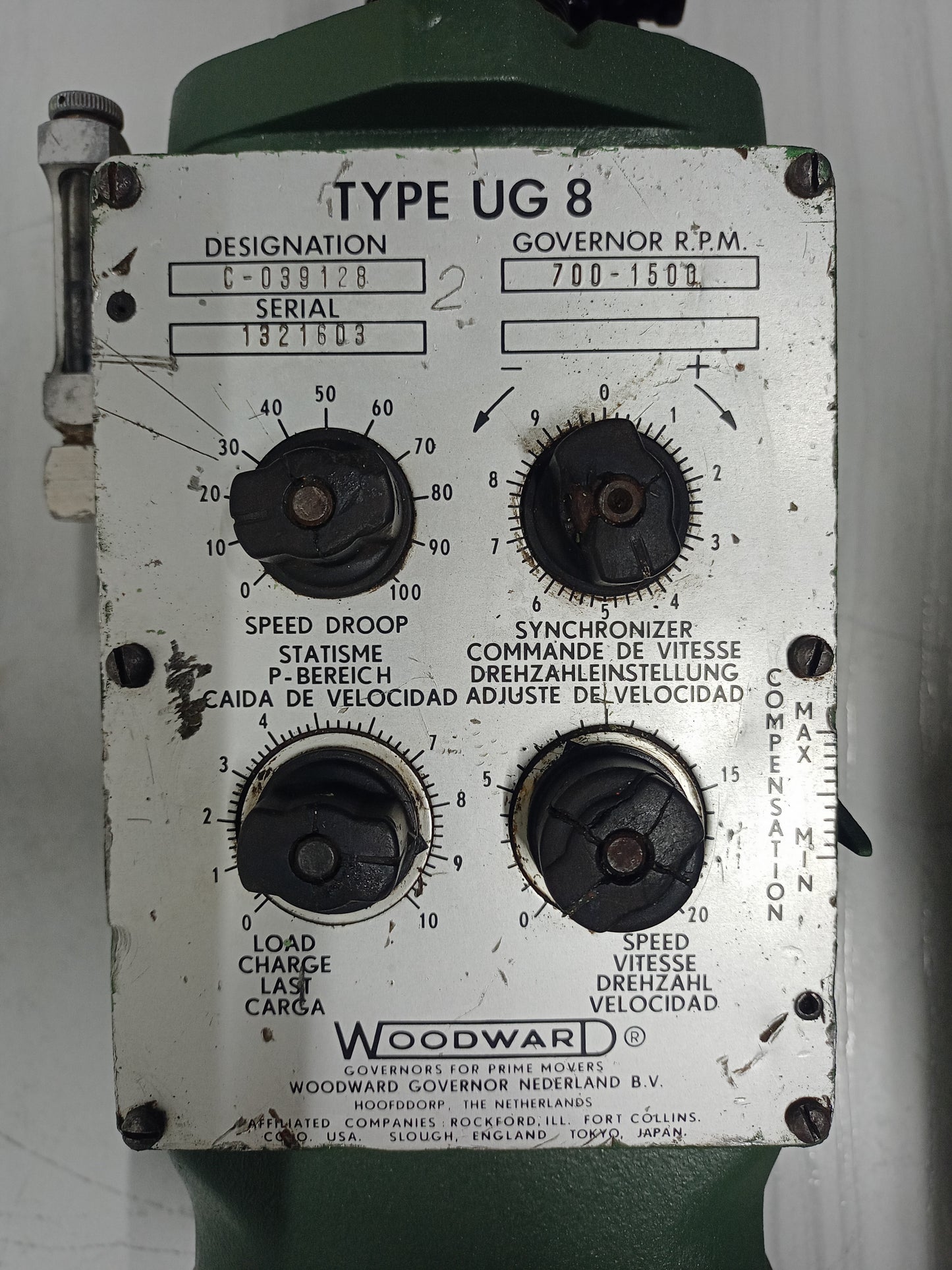 Woodward UG-8 Governor part No. : C-039128 RPM: 700-1500