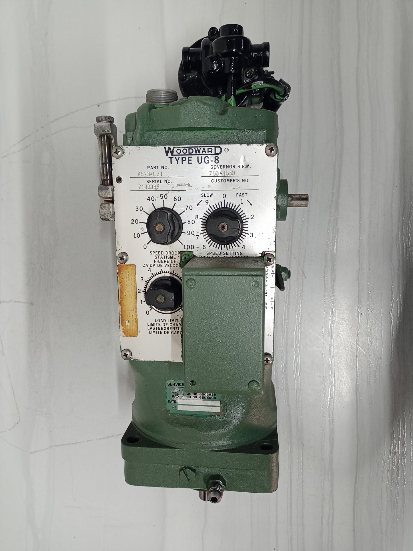 Woodward UG-8 Governor part No. : 8523-831 RPM: 750-1550 - TESTED