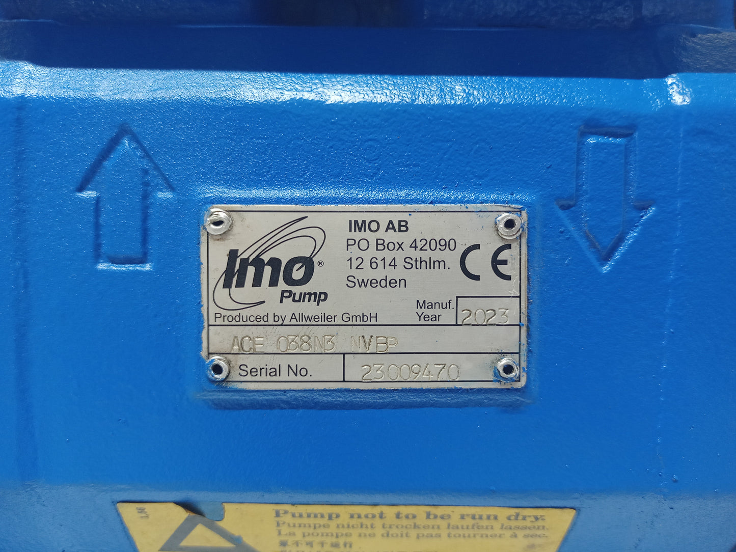 IMO pump ACE 038N3 NVBP Triple screw pump - Refurbished & Tested