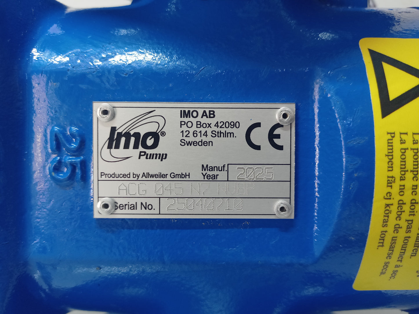 Brand New IMO ACG 045N7 NVBP Triple Screw Pump