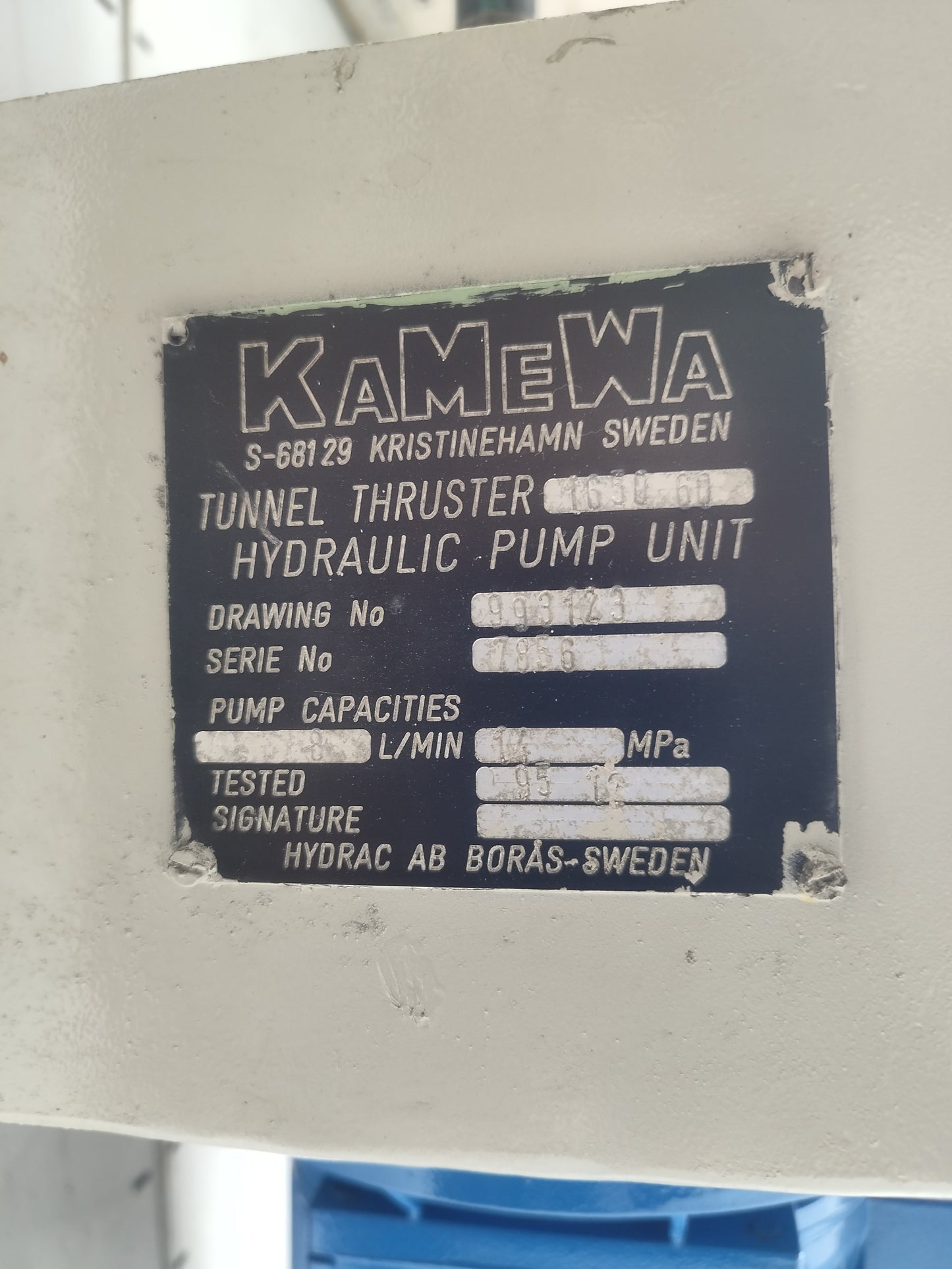 Kamewa Tunnel Thruster 1650 60 Hydraulic pump unit