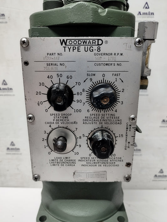 Woodward UG-8 Governor part No. : 8522-447 RPM: 500-1200 - TESTED #2