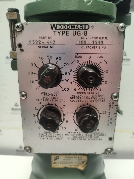 Woodward UG-8 Governor part No. : 8522-442 RPM: 600-1560 - TESTED